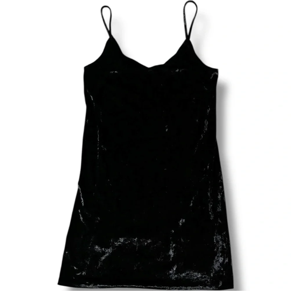 Hollister Black Velvet Sleeveless Adjustable Straps Soft Mini Slip Dress - Picture 8 of 16